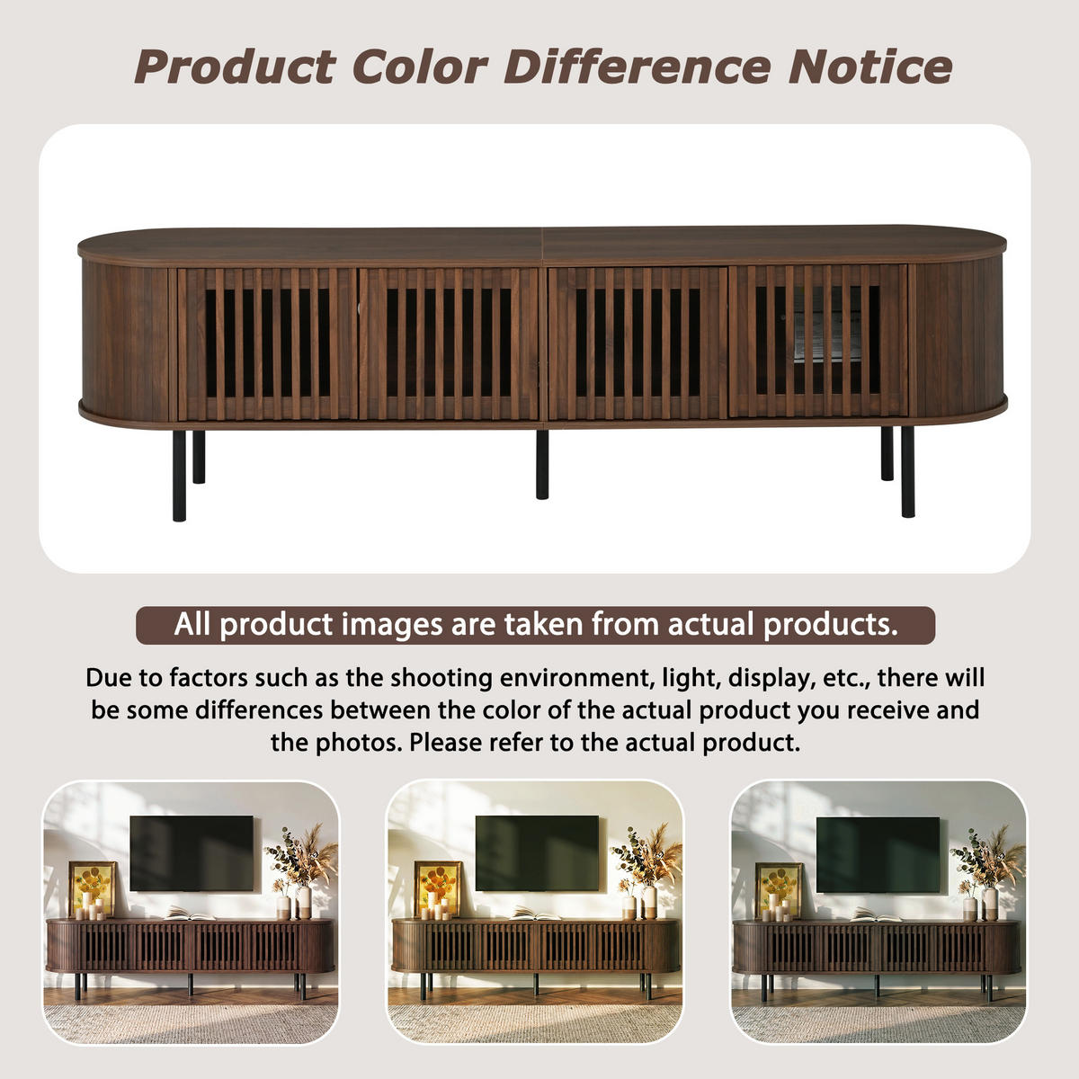 TV-ELEMENT178X39,5X49,5CM für 75-Zoll-Fernseher mit 4-Lamellentüren Walnussfarben - Walnussfarben, Holz (49/19/103.51cm) - Raelunyi