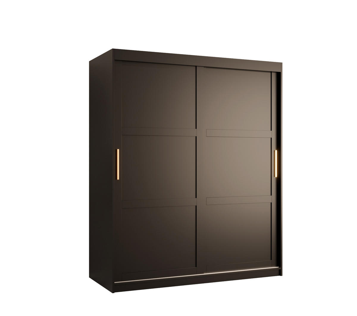 SCHWEBETÜRENSCHRANK 200/150/62 2-türig - Goldfarben/Schwarz, Holz/Kunststoff (150/200/62cm) - Abiks Möbel