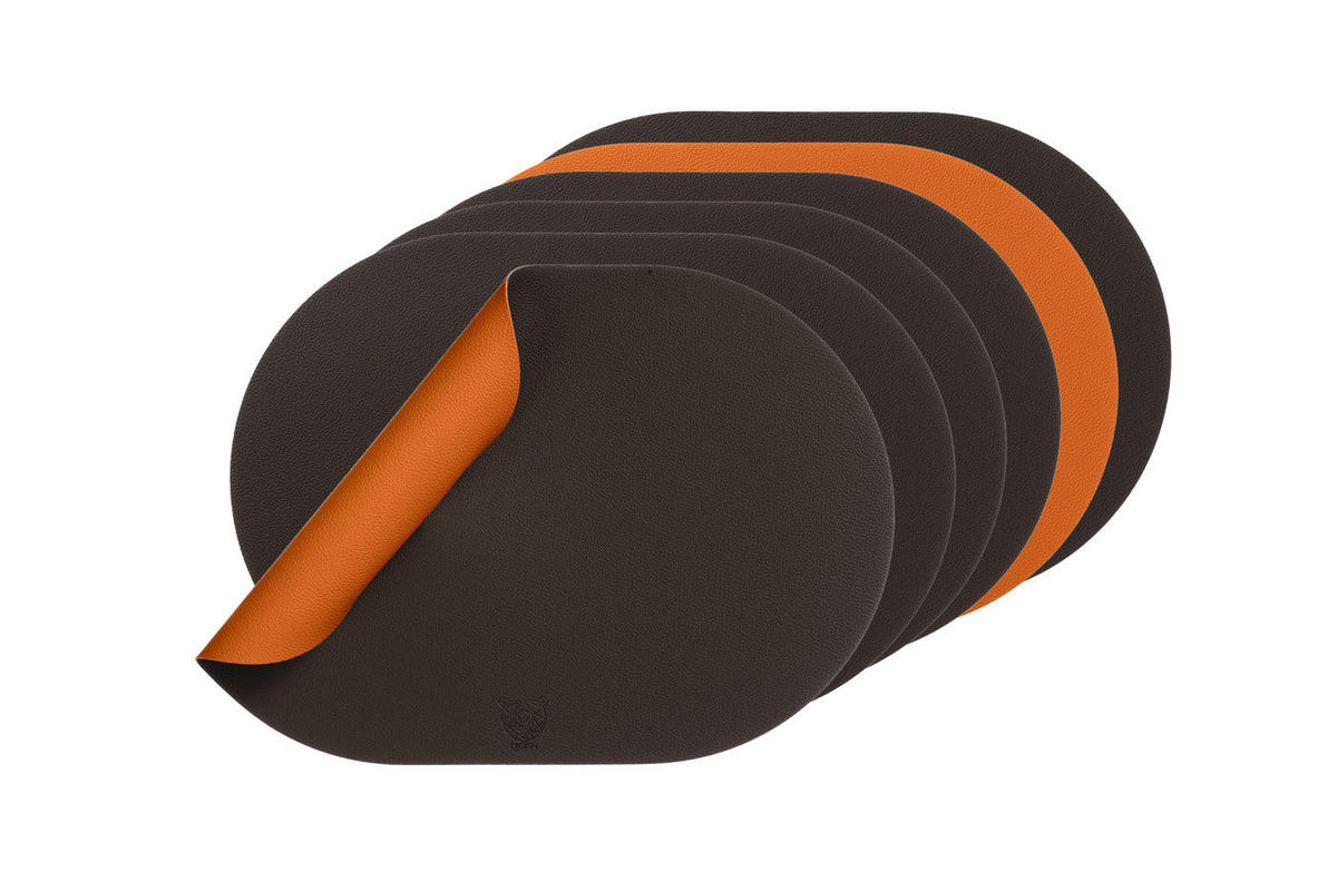TISCHSET - 6er-Set - Recyceltes Leder in Orange und Schokolade - Orange, Textil (30/44.5cm) - Björn