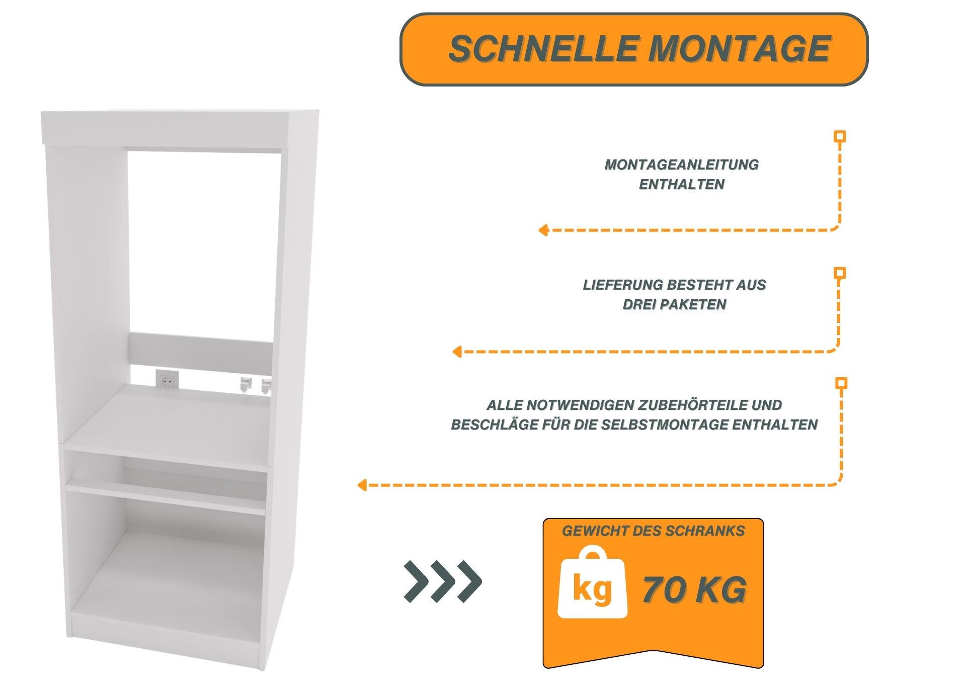 WASCHMASCHINENSCHRANK Weiß 162/63/67cm - Weiß, Holzwerkstoff (63/162/67cm) - CraftPAK