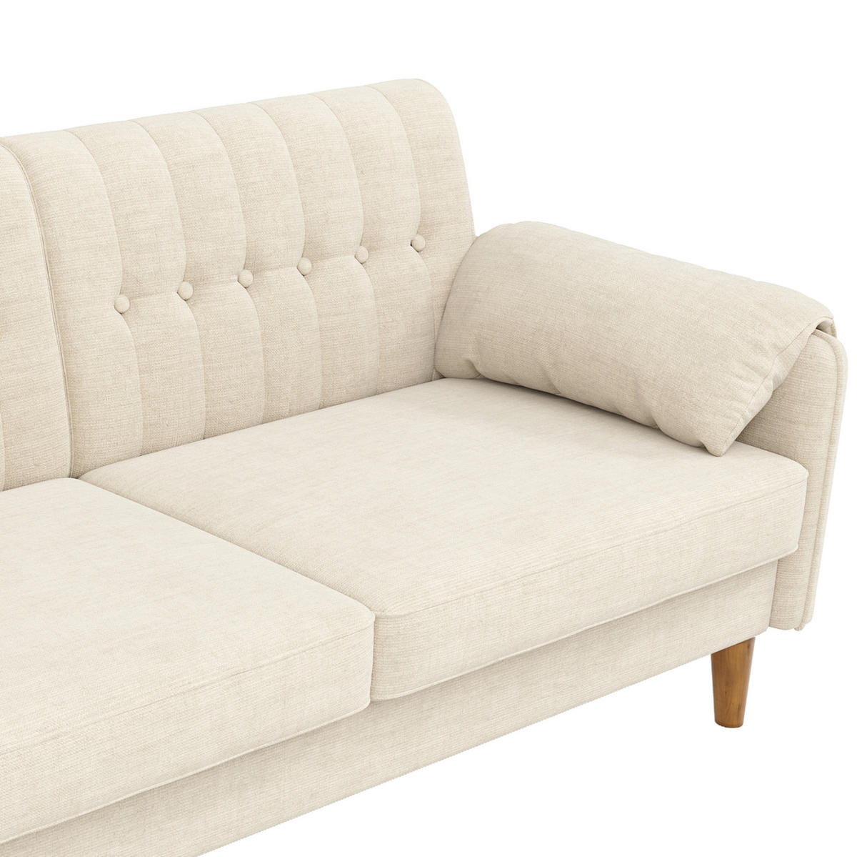 SOFA 161,5/79/83,5 cm in Beige aus Chenille mit Armlehnenkissen - Beige, Textil (79/83.5/161.5cm) - Flora Grace