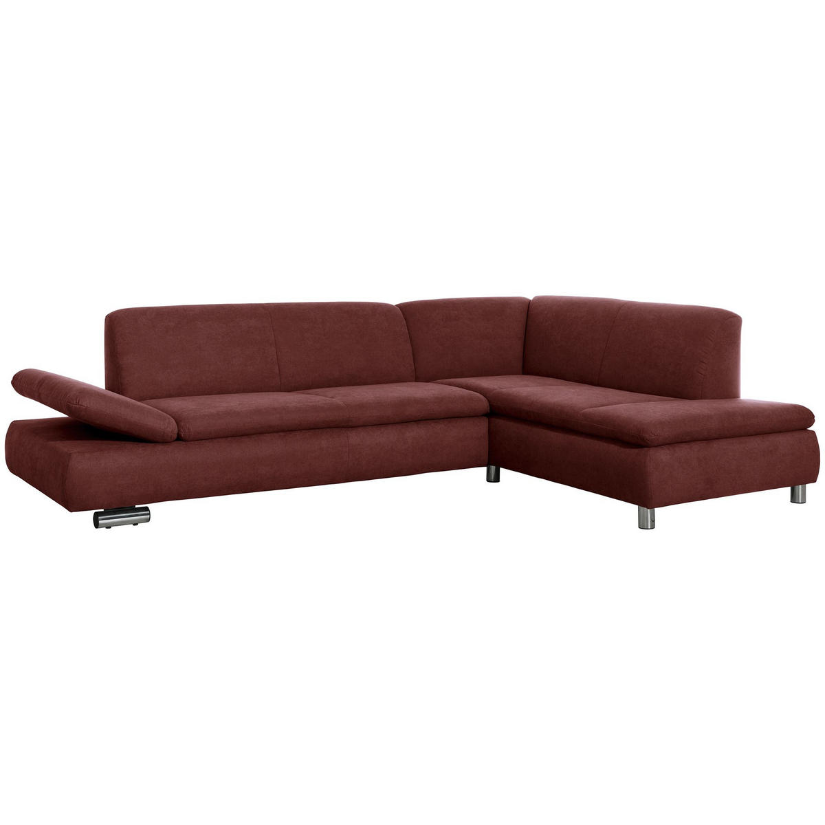 ECKSOFA mit Ottomane rechts Kaye Flachgewebe rot - Rot, Kunststoff (190/270cm) - 58aufmkessel