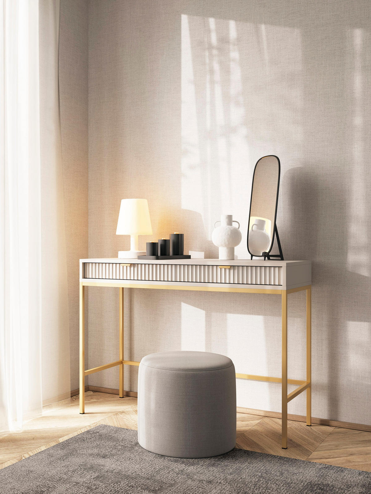 KONSOLENTISCH STELLARE 104/78/50 cm mit Schubladen, Kaschmir - Kaschmir, Holzwerkstoff (50/104/78cm) - MASSENO