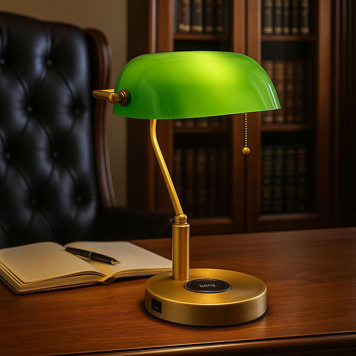 LED TISCHLEUCHTE Antique Messing Grün - Messingfarben, Glas (26.5/20/36cm) - Globo Lighting