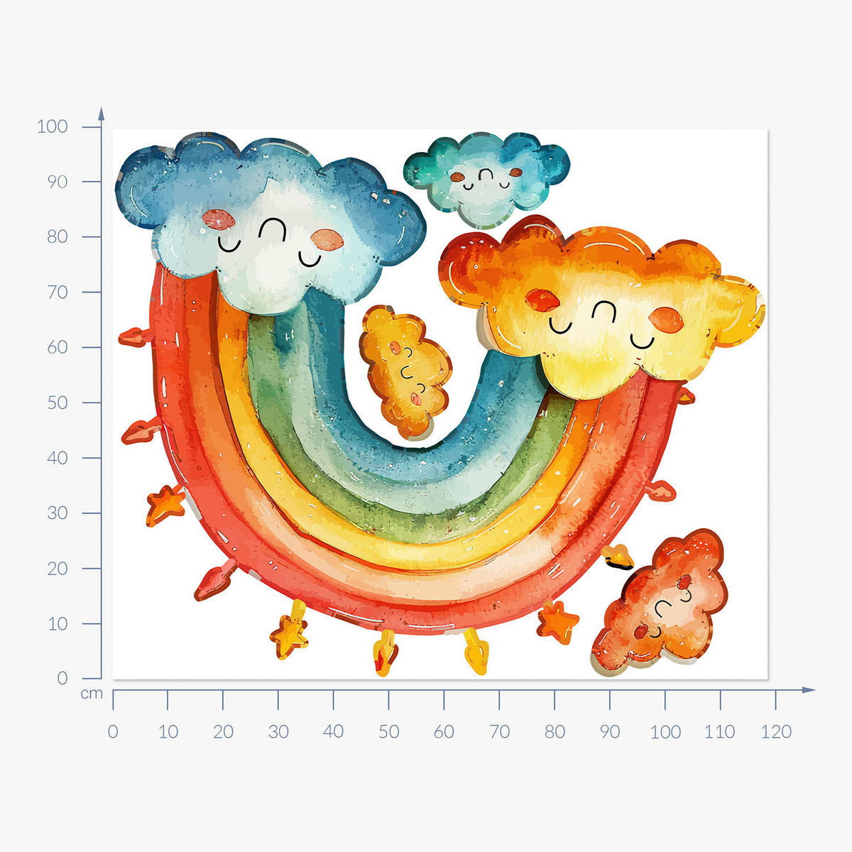 WANDAUFKLEBER 100x119cm - Bunter Regenbogen - Multicolor, Kunststoff (100/119/0.1cm) - Wallfluent