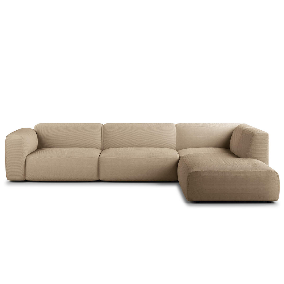 3-SITZER ECKSOFA mit Recamiere - Taupe/Schwarz, Kunststoff/Textil (295/231cm) - home24