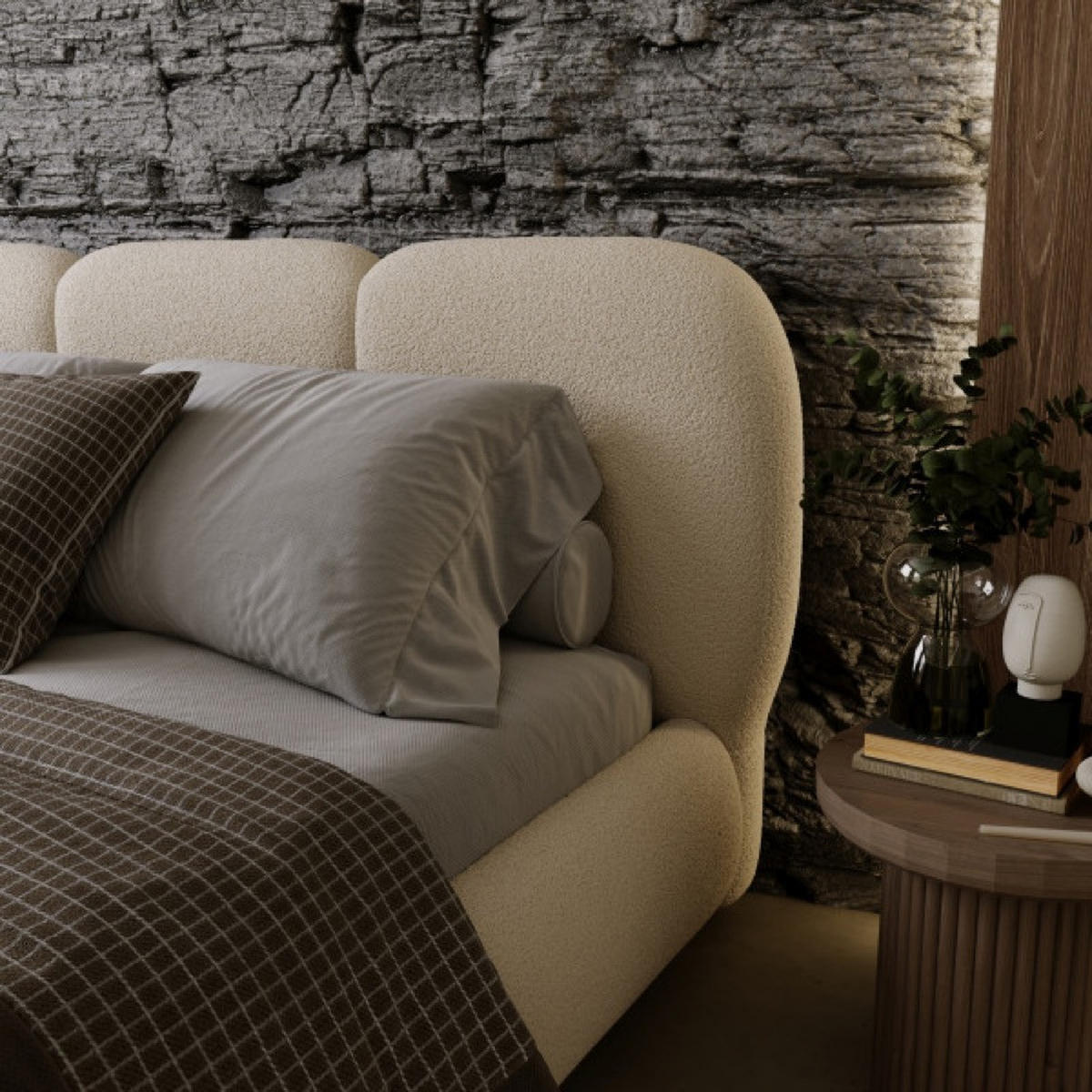 BETT Hellbeige ROZA Gepolstert Mit Bettkasten 180x200 cm - Beige, Textil (180/200cm) - Sepro Meble