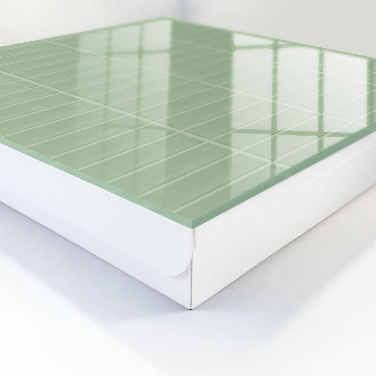 SCHLÜSSELBOX Weiß 30x30 cm – Türöffnung nach rechts - Grün kariert - Grün, Metall (30/30/5cm) - TULUP