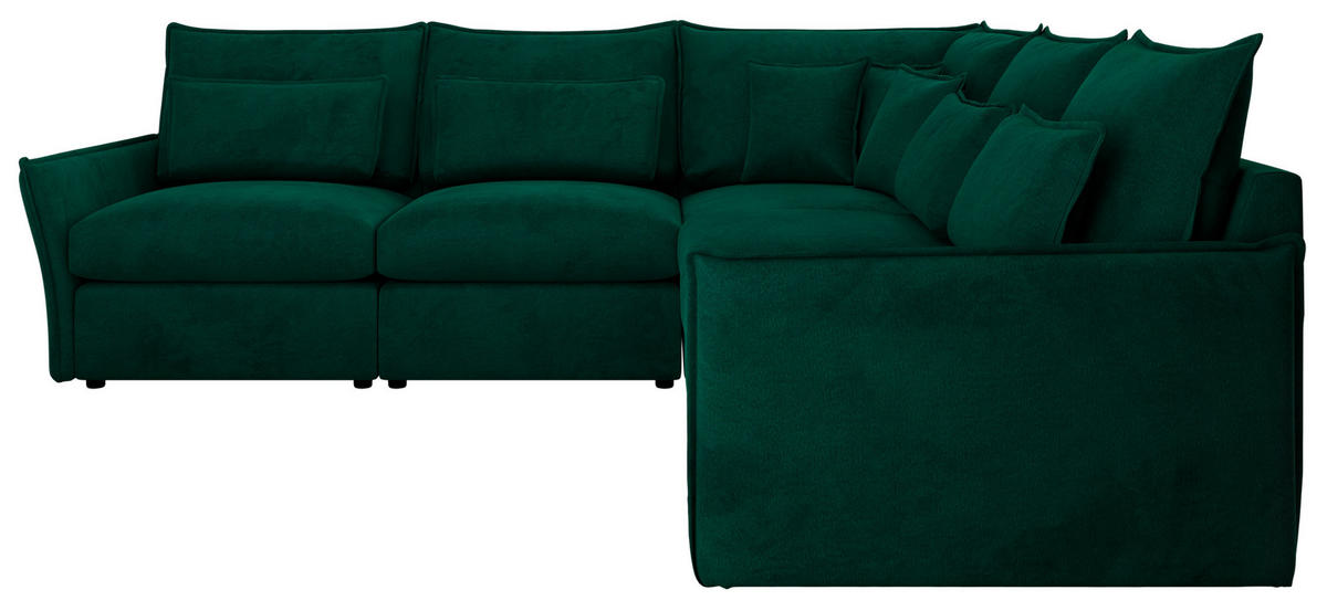 ECKSOFA VERSO L Dunkelgrün Velvet - Dunkelgrün/Schwarz, Kunststoff/Textil (270/270cm) - MKS