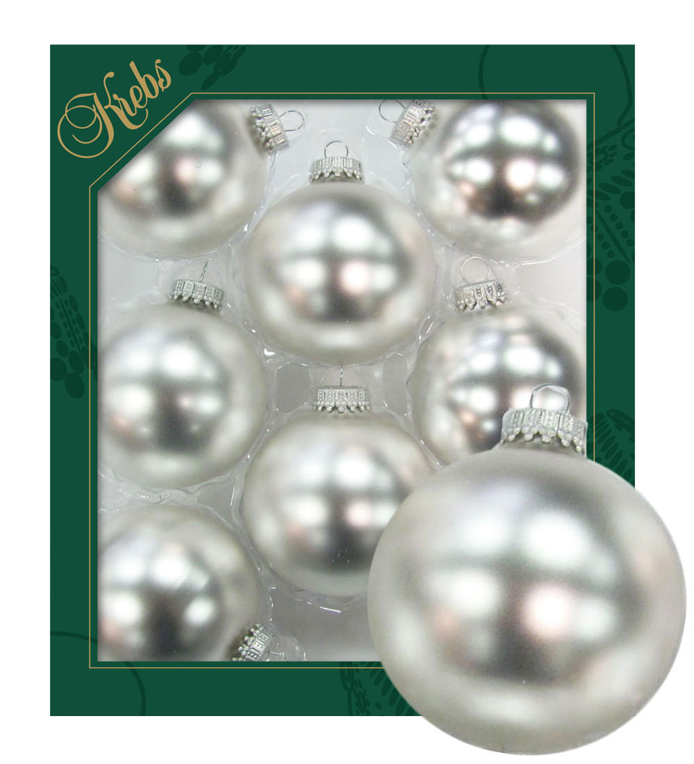 CHRISTBAUMKUGELN Uni-Design Cornelia Silberfarbig 7cm (Glas / 8 Stk.) - Silberfarben, Glas (7/7/7cm) - Krebs Glas Lauscha