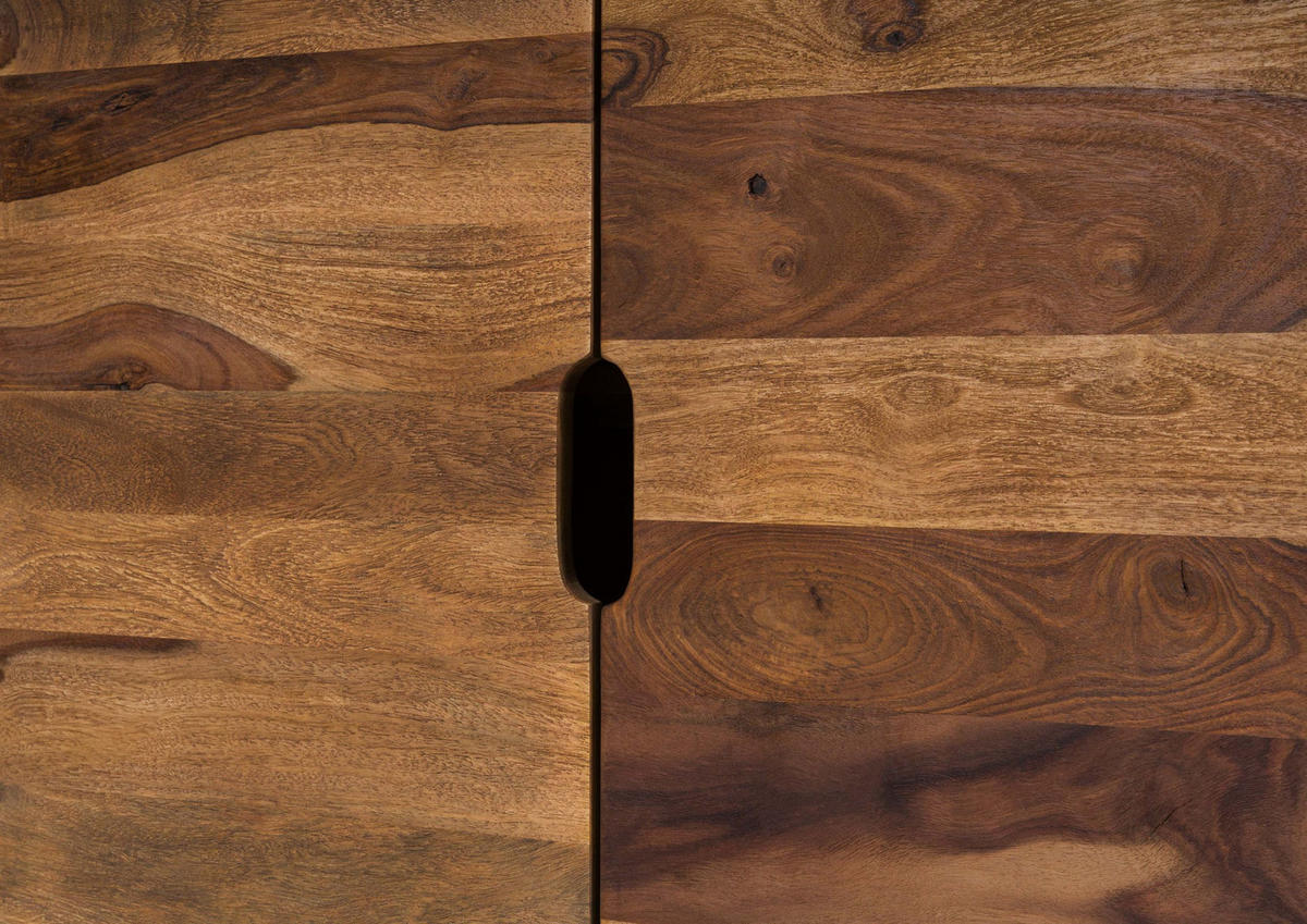 VITRINE Sheesham 85x45x180 natur sandgestrahlt lackiert MALMÖ 2 #232 - Braun, Holz (85/180/45cm) - Massivmoebel24