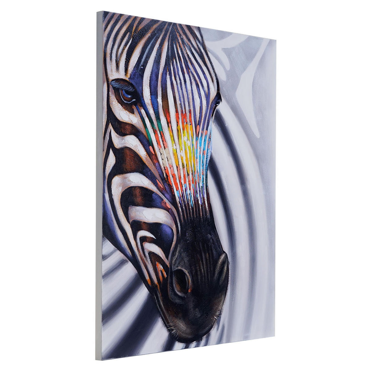 ÖLGEMÄLDE ZEBRAKOPF HANDGEMALT Mehrfarbig - Multicolor, Textil (120/90cm) - MCW