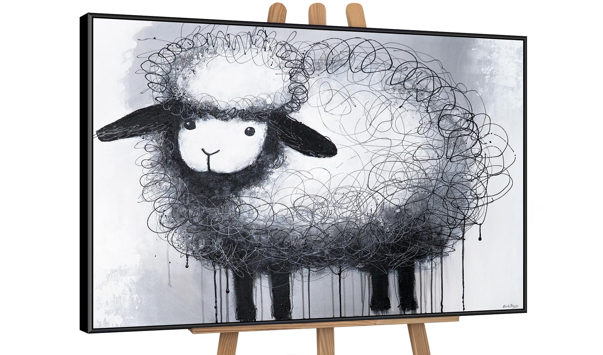GEMÄLDE Lockige Fantasie Schattenfugenrahmen Schwarz 120x80 cm - Schwarz, Holz (120/80cm) - YS-art gallery