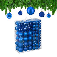 138XWEIHNACHTSKUGELN - Blau, Kunststoff (6/7/6cm) - Relaxdays