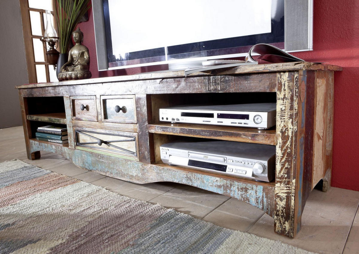 TV-BOARD Altholz 180x50x50 mehrfarbig lackiert NATURE OF SPIRIT #18 - Multicolor, Holz (50/50/180cm) - Massivmoebel24