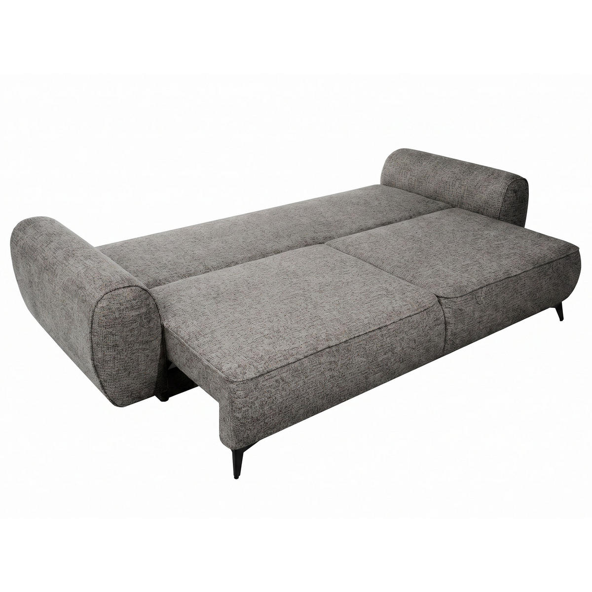 ROZKLÁDACÍ POHOVKA Vito, 3místná s úložným prostorem, systém DL, žinylková látka, šedá - šedá/černá, textil (256/90/99cm) - Beautysofa
