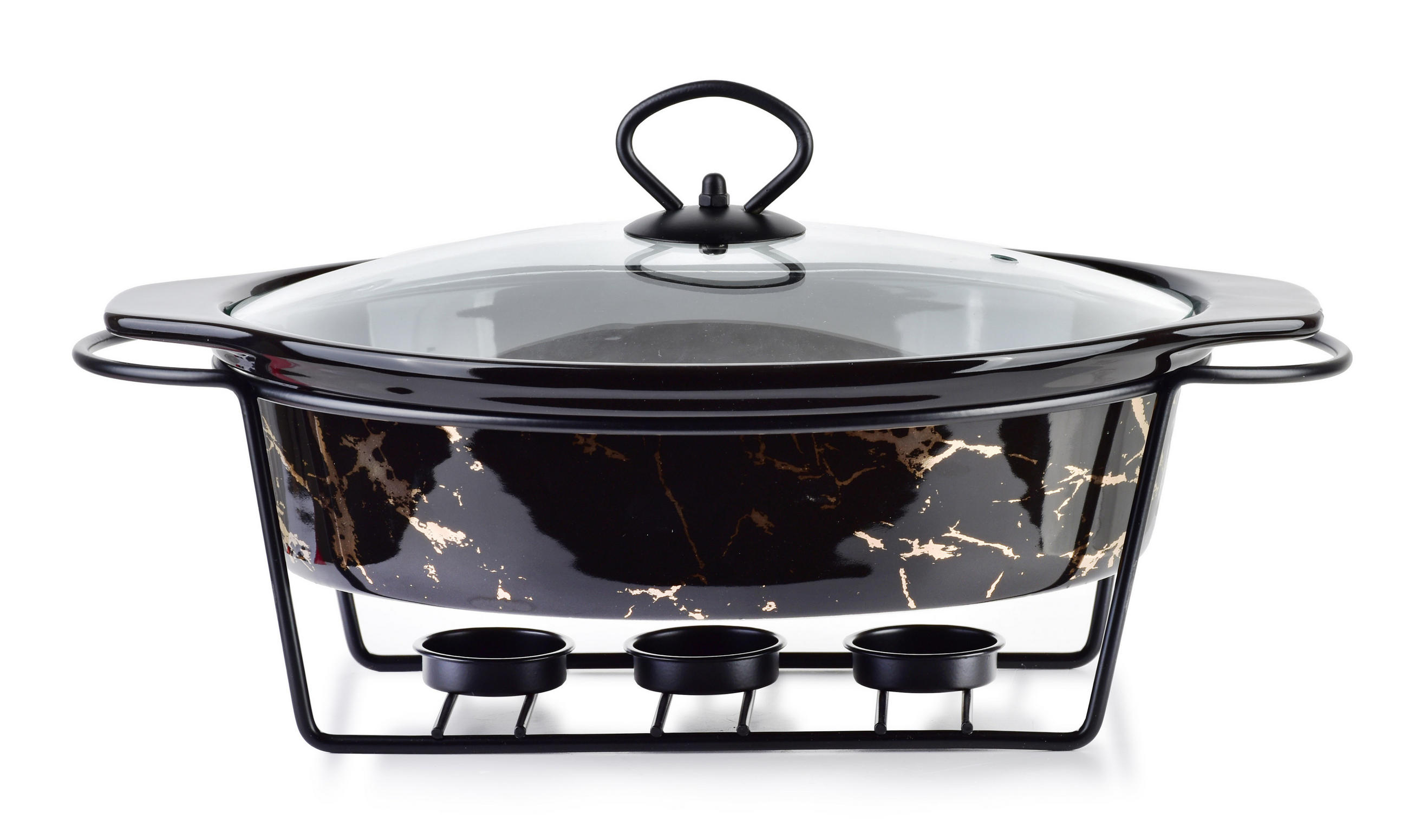 AUFLAUFFORM Modern Kitchen Schwarz Gold 35/24/12 cm Keramik - Goldfarben/Schwarz, Keramik (24/12/35cm) - Mondex