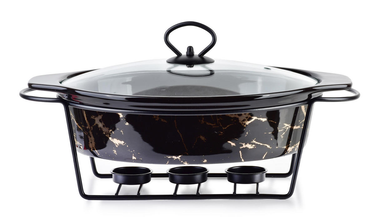 AUFLAUFFORM Modern Kitchen Schwarz Gold 35/24/12 cm Keramik - Goldfarben/Schwarz, Keramik (24/12/35cm) - Mondex