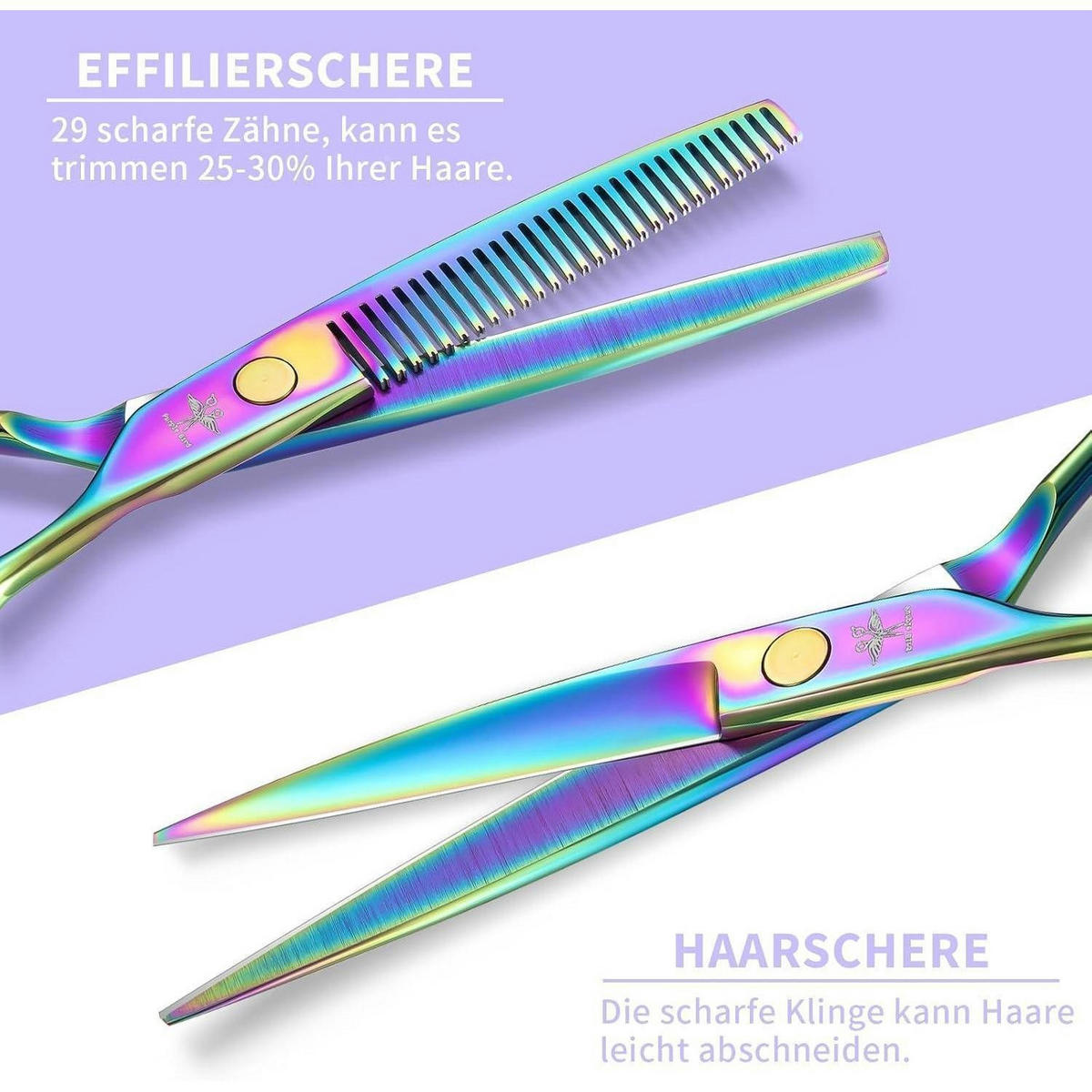 HAARSCHERE Set 10-teilig Edelstahl Regenbogenfarben - Multicolor, Metall (7.6/2.5/17.8cm)