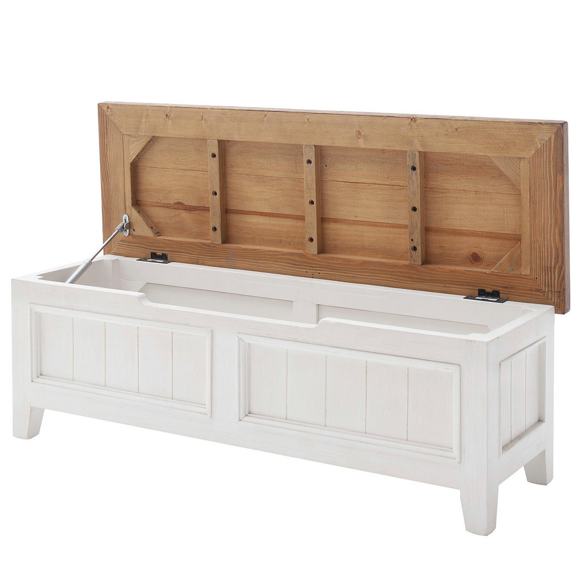 BETTBANK - Weiß, Holz (120/49/40cm) - home24