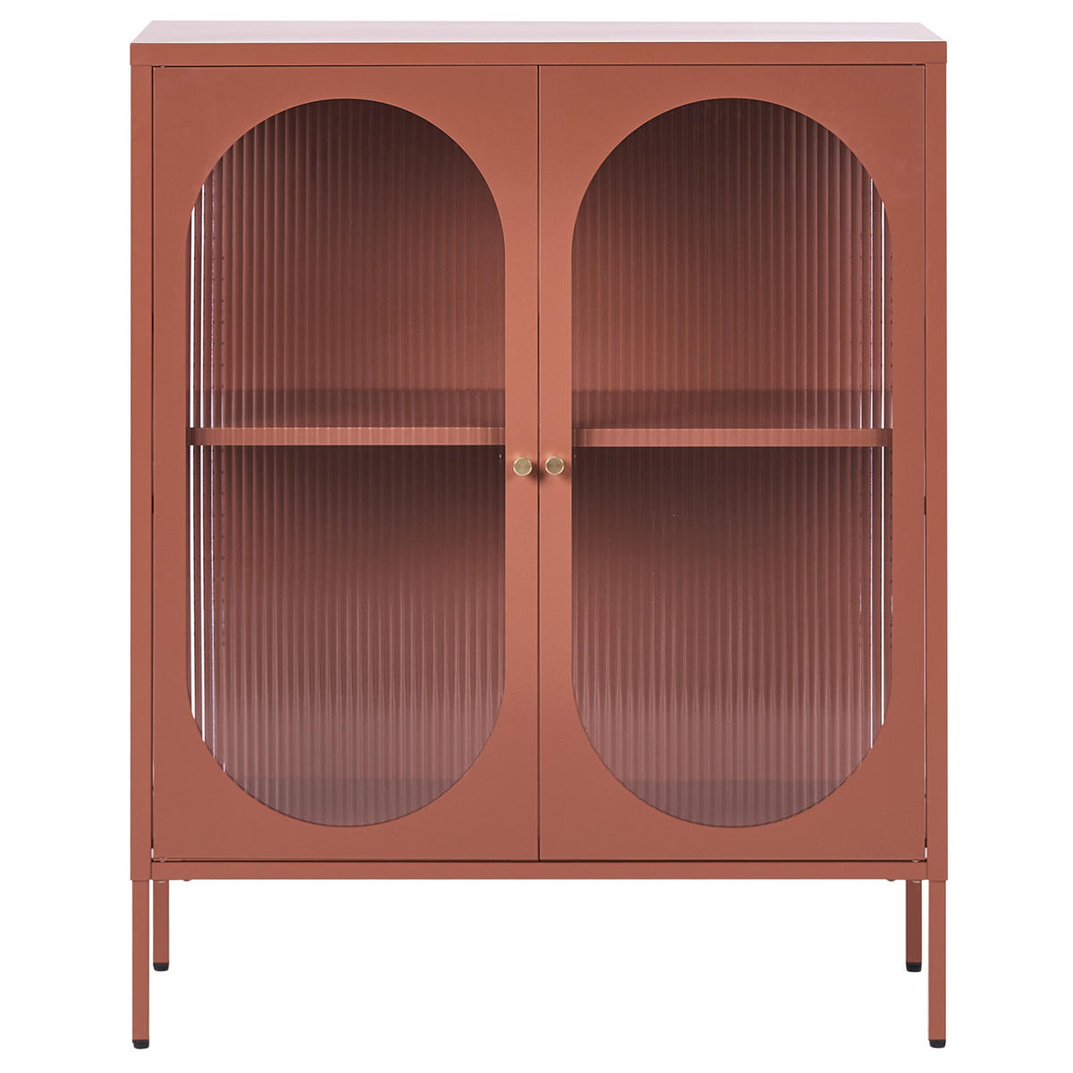 SIDEBOARD mit Glastüren Metall 90 cm Goldbraun Sarre - Goldfarben, Metall (90/111/35cm) - Beliani