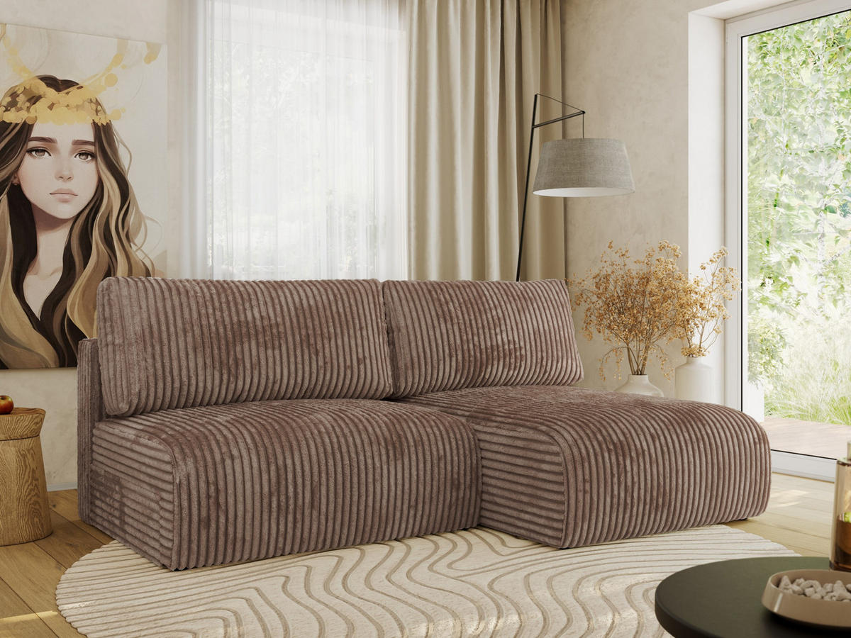 ECKSCHLAFSOFA VIVO L Braun Cord - rechts - Schwarz/Braun, Kunststoff/Textil (150/223cm) - MKS