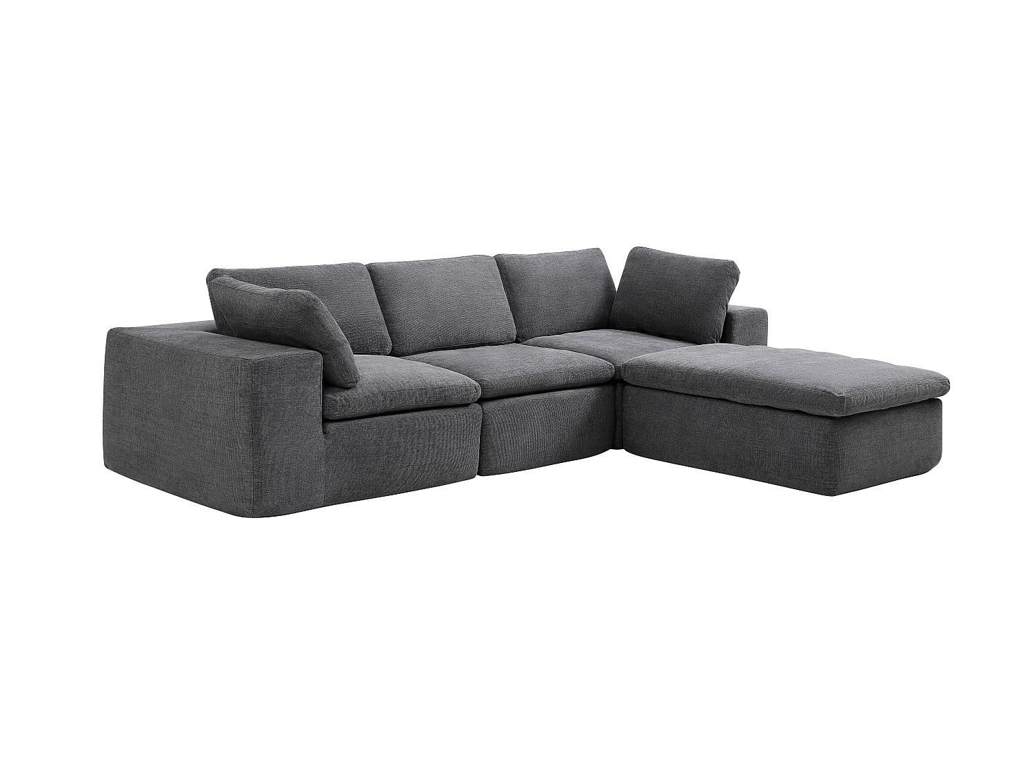 ECKSOFA modulbar - Stoff Anthrazitgrau - CORTOLINE - Anthrazit, Textil (304/199cm) - Vente-Unique