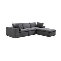 ECKSOFA modulbar - Stoff Anthrazitgrau - CORTOLINE - Anthrazit, Textil (304/199cm) - Vente-Unique