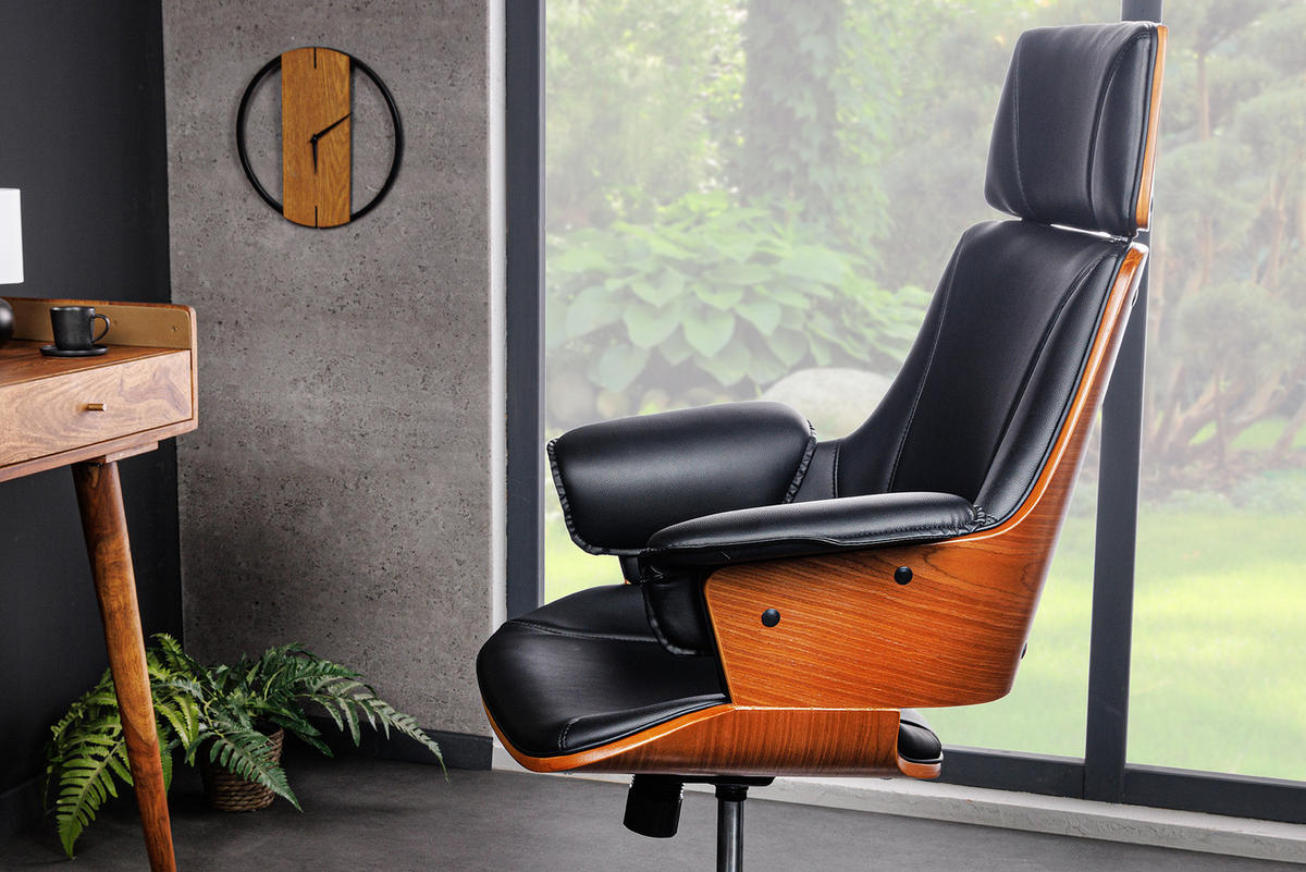 STUHL MANHATTAN Walnuss Schwarz 120 cm - Silberfarben/Schwarz, Holz/Textil (68/111/64cm) - riess-ambiente