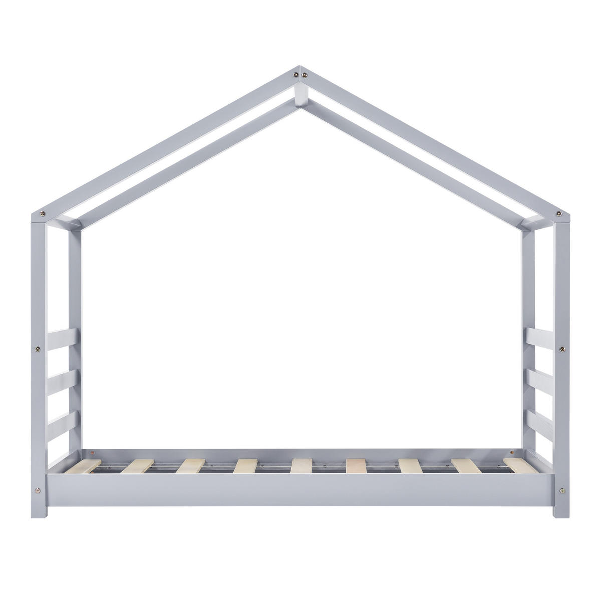HAUSBETT Vardø - Grau, Holz (80/160cm) - [en.casa]