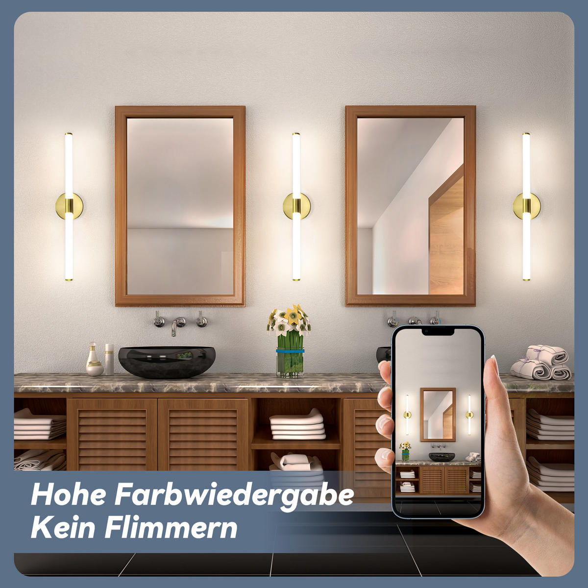 SPIEGELLEUCHTE Klyndark 12/6.6/60 cm - Goldfarben, Kunststoff (60/12/6.6cm) - ZMH