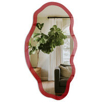 SPIEGEL 90x45 cm asymmetrisch mit Druck - Hellburgunderrot - Transparent, Glas (45/90/0.4cm) - TULUP
