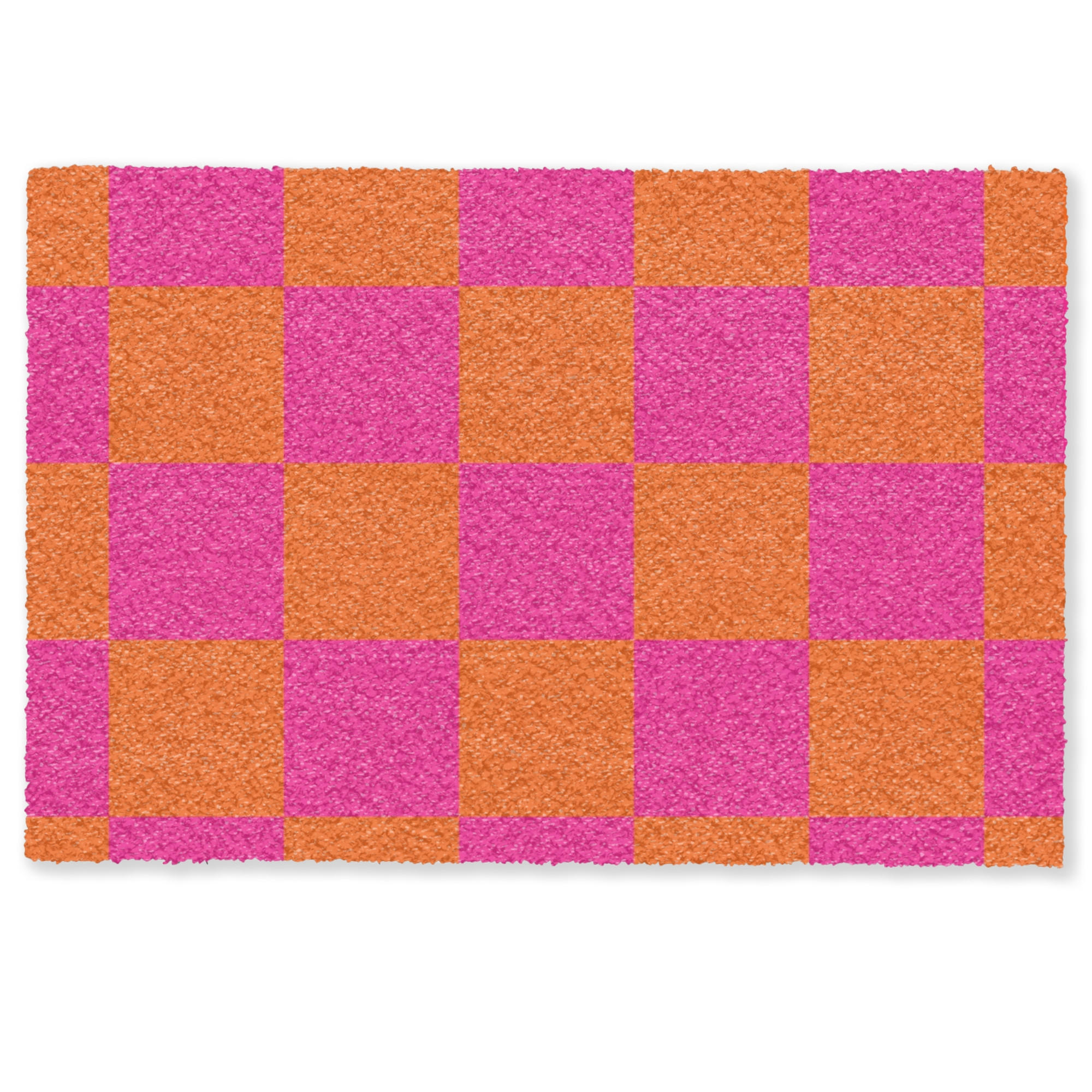 ROHOŽKA Šachovnicový potisk - Oranžová - Růžová - Bloky 60x40 cm - růžová, plast/umělá hmota (60/0.4cm) - MuchoWow