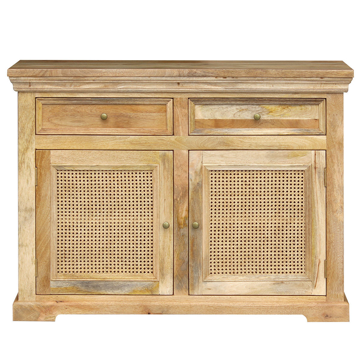 MASSIVES SIDEBOARD mit 2 Schubladen - Mango / Beige - Beige/Goldfarben, Holz/Naturmaterialen (120/90/40cm) - home24