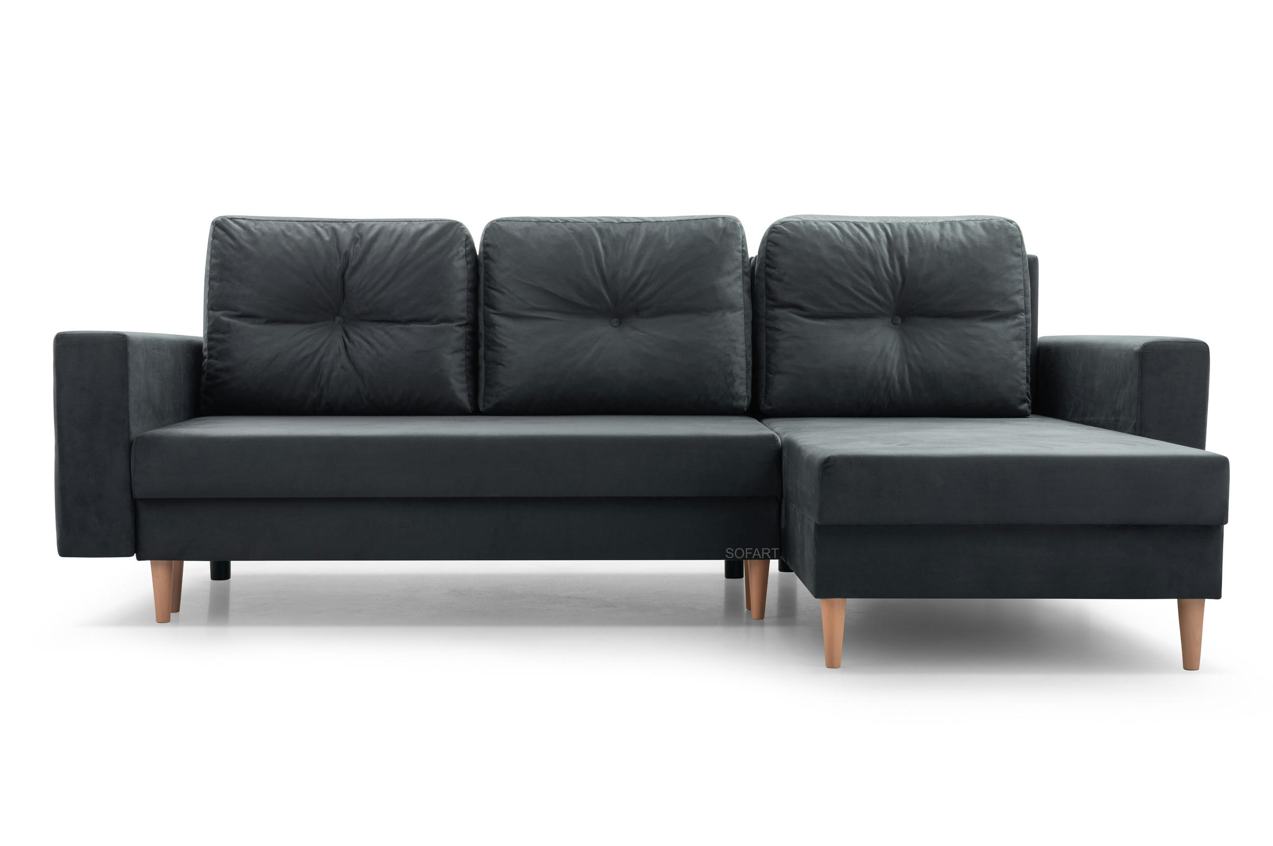 ECKSOFA Carl L - Dunkelgrau - Dunkelgrau, Holz (232/137cm) - Möblo