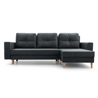ECKSOFA Carl L - Dunkelgrau - Dunkelgrau, Holz (232/137cm) - Möblo
