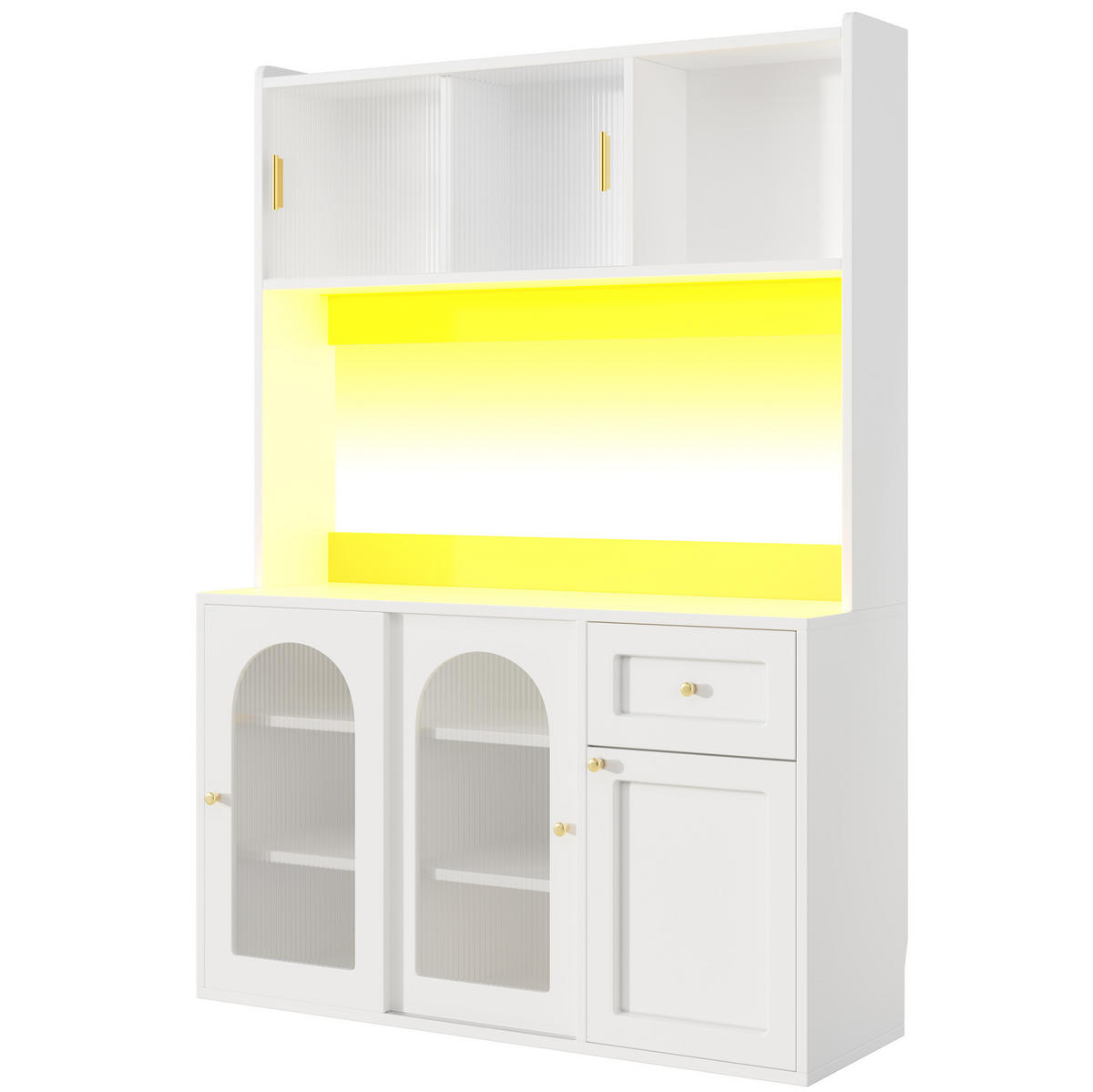 BUFFET 120/35/167 cm aus MDF und Holzwerkstoff mit LED-Beleuchtung Weiß - Weiß, Holzwerkstoff (120/167/35cm) - Modenvie