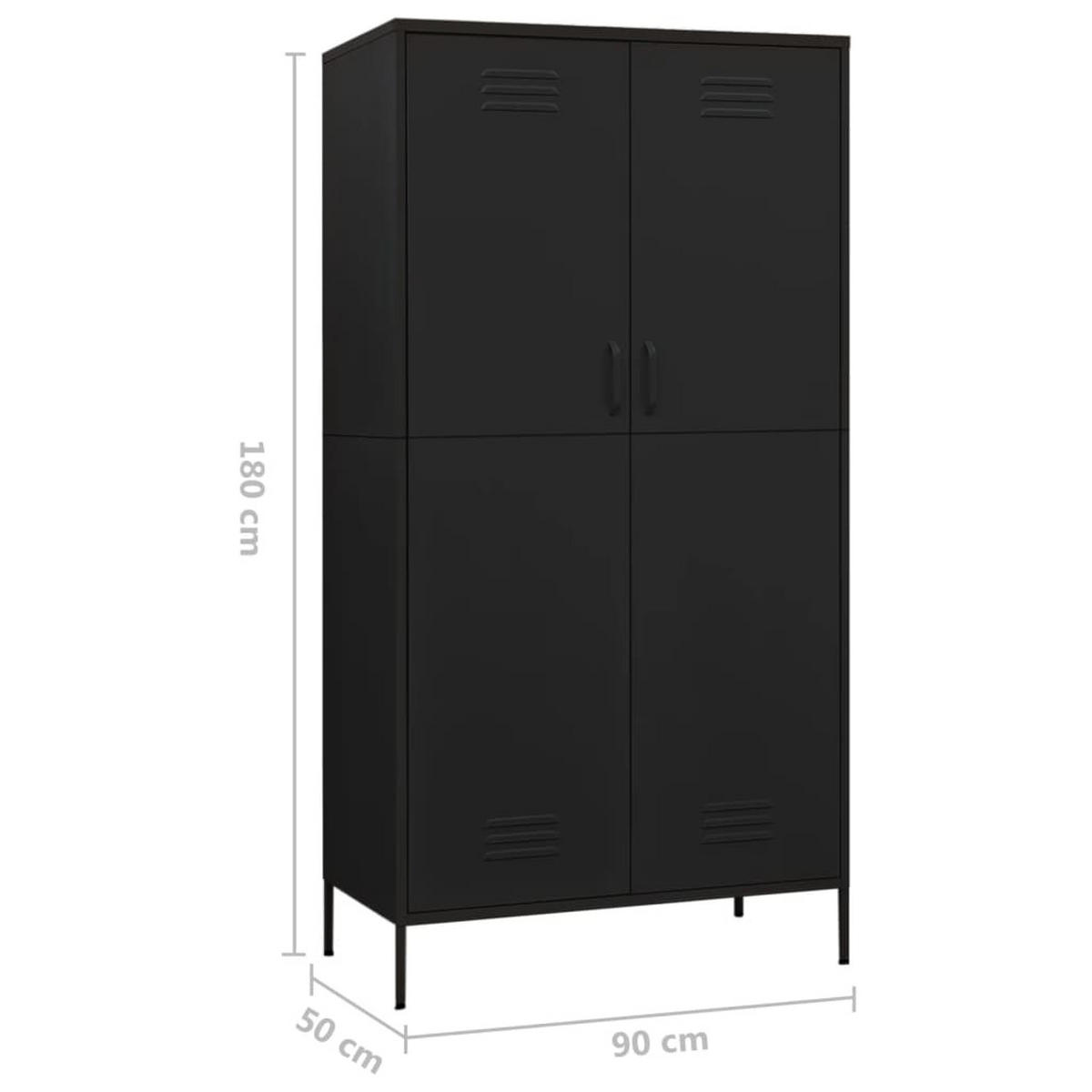KLEIDERSCHRANK 2-Türig mit 4 verstellbaren Fächern 90/50/180 cm aus Stahl Schwarz - Schwarz, Metall (90/180/50cm) - vidaXL