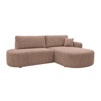 ECKSOFA Mit Schlaffunktion Und Bettkasten, Cordstoff Tilia, Braun, Rechts, ROUND ONE OPEN XL - Braun, Holz (262/175cm) - Kaiser Möbel