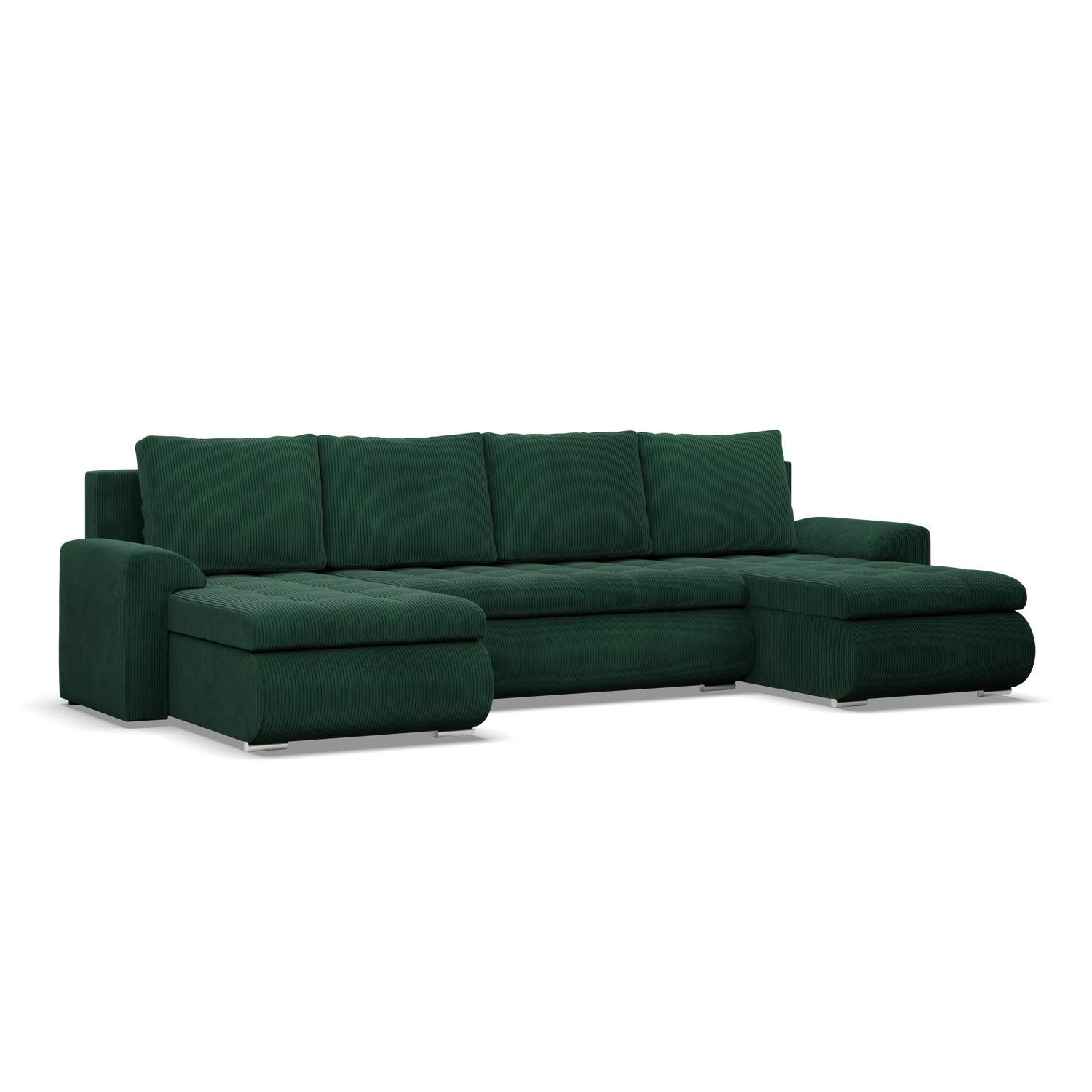 U-SOFA MIT SCHLAFFUNKTION FORESTA, Cord - Dunkelgrün - Grün, Textil (302/89/159cm)