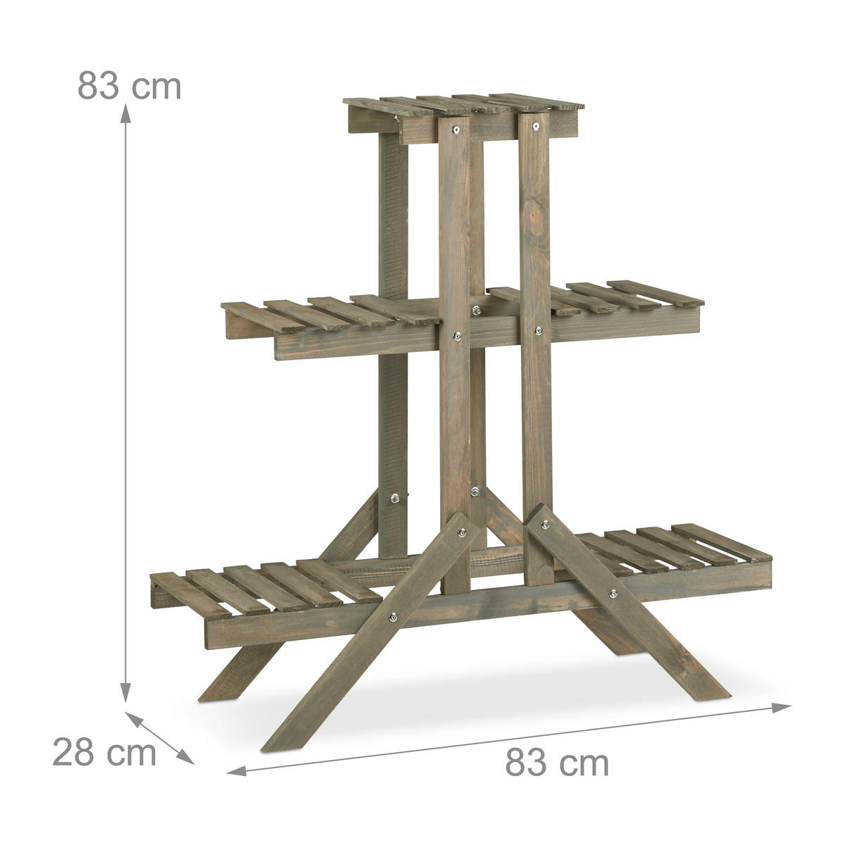 BLUMENTREPPE - Grau, Holz (83/83/28cm) - Relaxdays