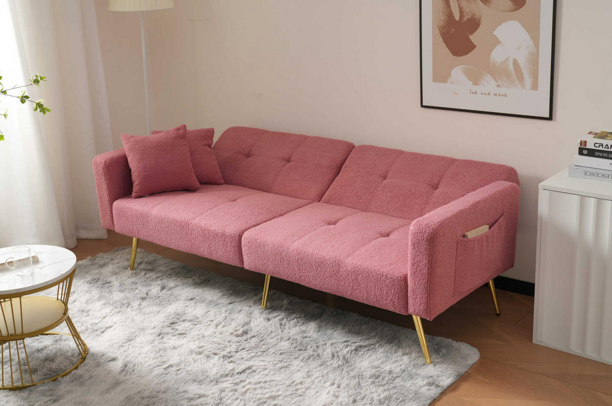SCHLAFSOFA Sherpa mit verstellbarer Rückenlehne 105/138/180 Grad Rosa 175/64/72 cm - Rosa, Textil (64/72/175cm) - Redom