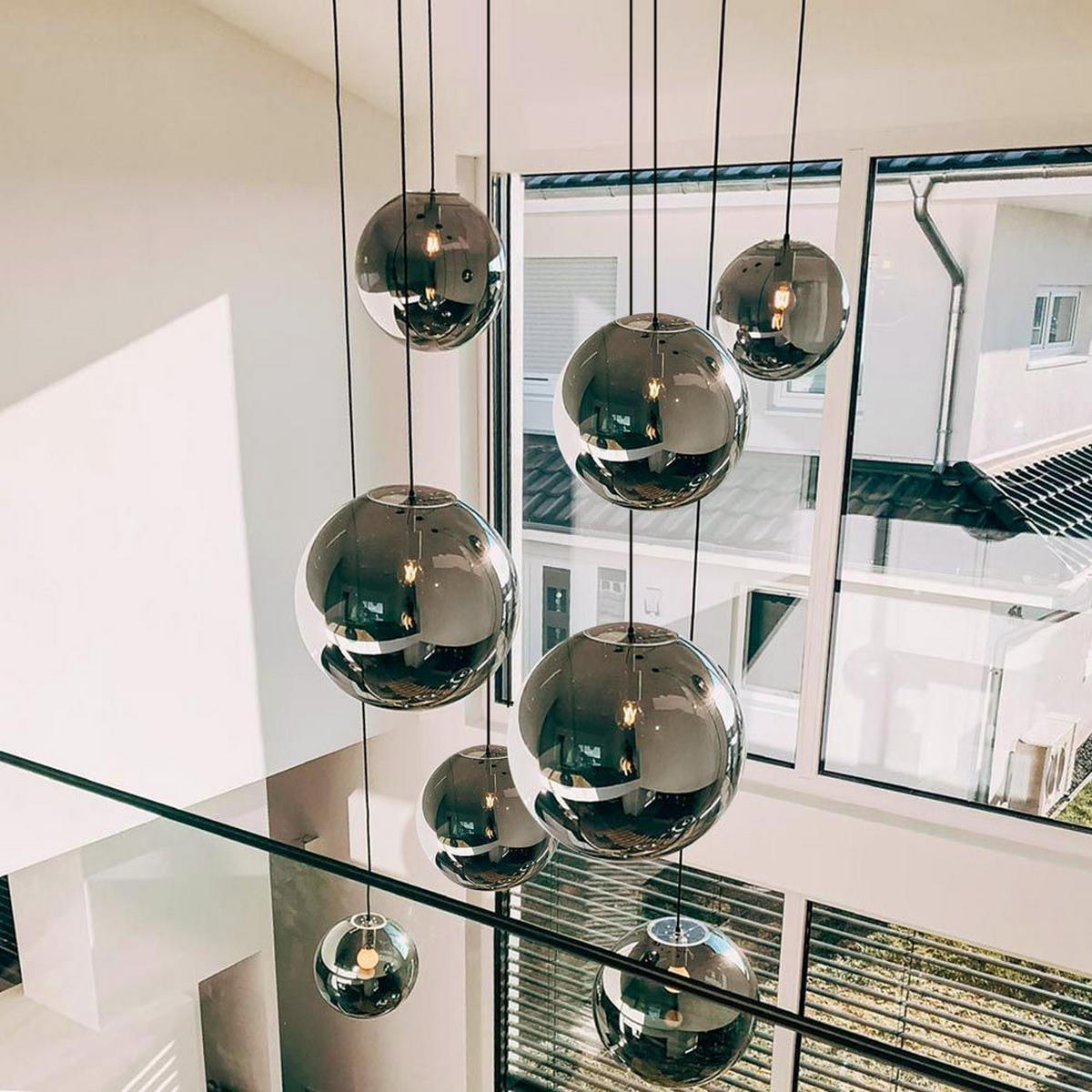 HÄNGELAMPE Orb 1.5m Abhängung Weiß/Weiß Ø 40cm - Weiß, Glas (40/40/40cm) - s.luce