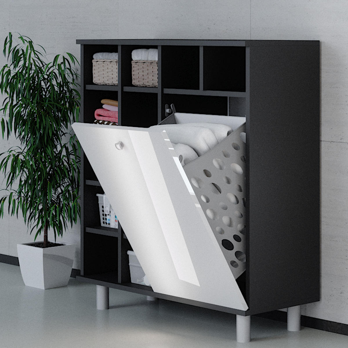 BADSCHRANK Fynn Weiß Hochglanz 78.4 x 91.6 cm - Weiß Hochglanz, Holzwerkstoff (78.4/91.6/34cm) - Vicco