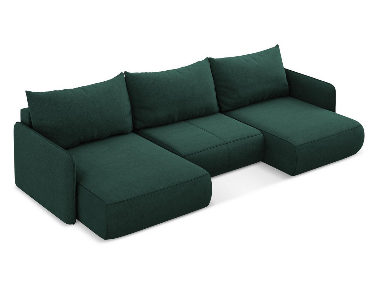 WOHNLANDSCHAFT Strukturstoff Stoff Grün - Dunkelgrün/Schwarz, Kunststoff/Textil (290/86/148cm) - Makamii