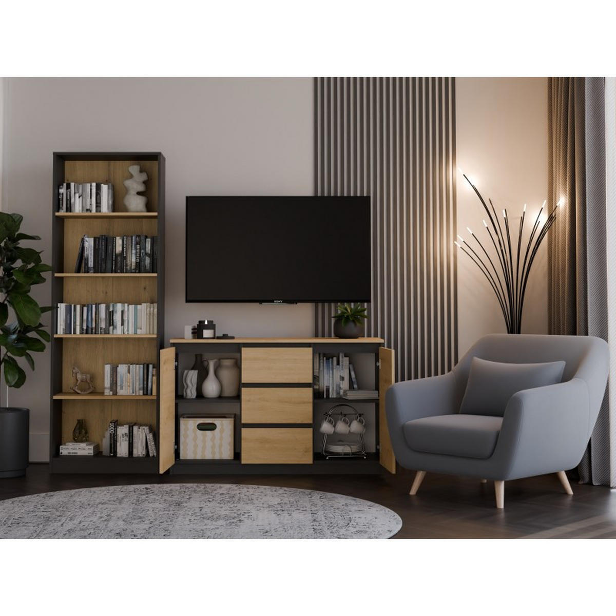 KOMMODE Anthrazit, Artisan 120/75/40 - Anthrazit, Holzwerkstoff (120/75/40cm) - RAUMHIRSCH FURNITURE