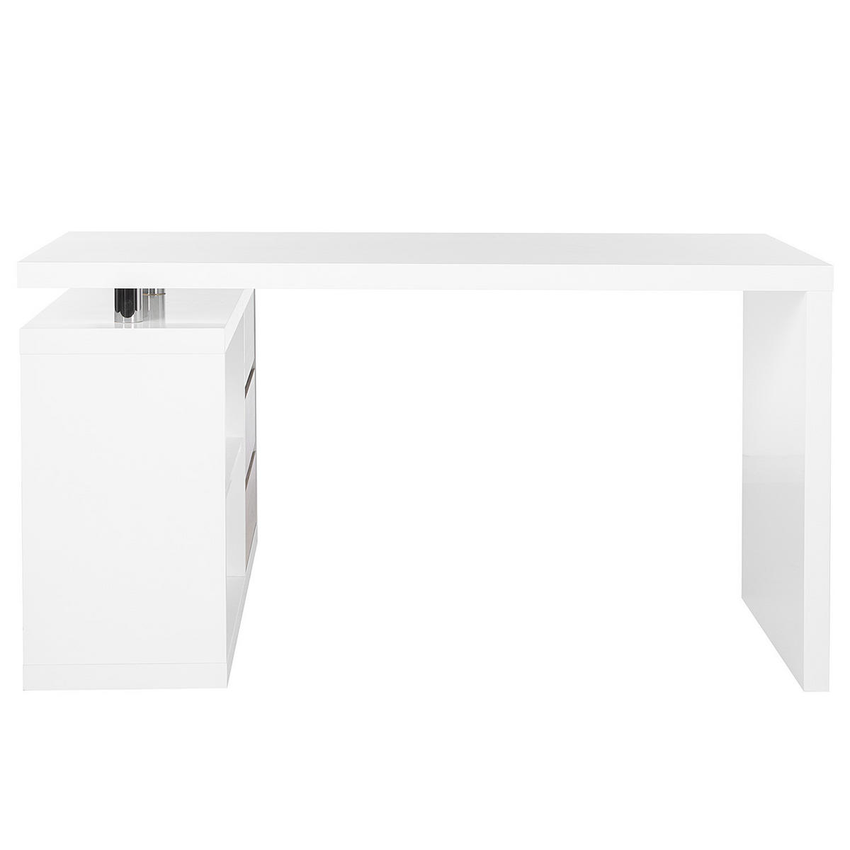 ECKSCHREIBTISCH - Weiß Hochglanz/Eichefarben, Holzwerkstoff (115/140/75cm) - home24