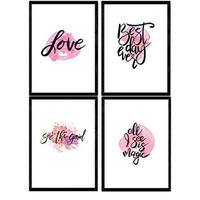 POSTER Set mit 4 glücklich und bunt ‚Love‘ A3 Rahmenlos - Klar, Papier (29.7/3cm) - Nacnic
