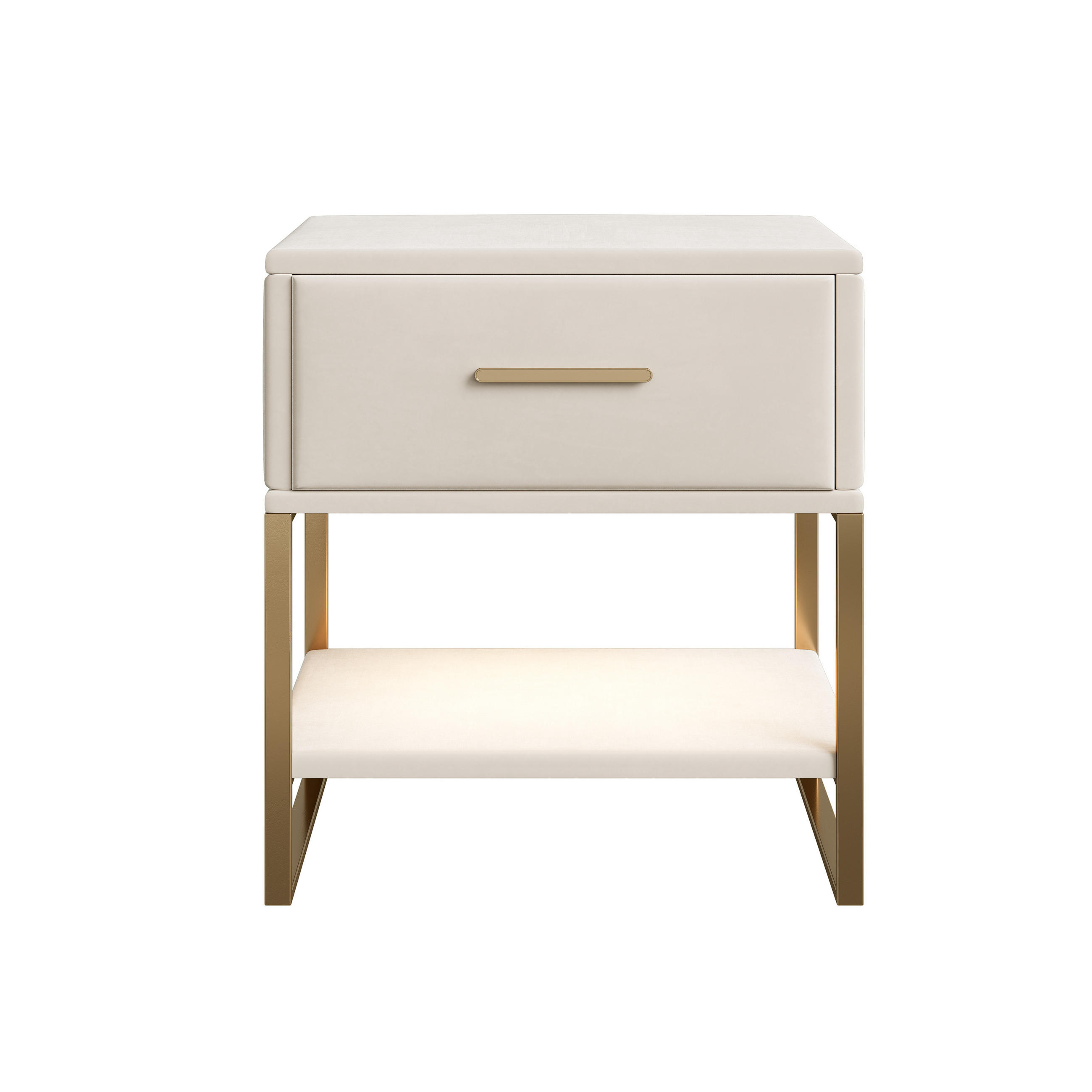 NACHTSCHRANK 2er Set mit LED-Beleuchtung und Schublade Nachttisch Beige für Schlafzimmer - Beige, Textil (31/50/40cm) - PARAFTA HOME