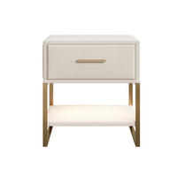 NACHTSCHRANK 2er Set mit LED-Beleuchtung und Schublade Nachttisch Beige für Schlafzimmer - Beige, Textil (31/50/40cm) - PARAFTA HOME